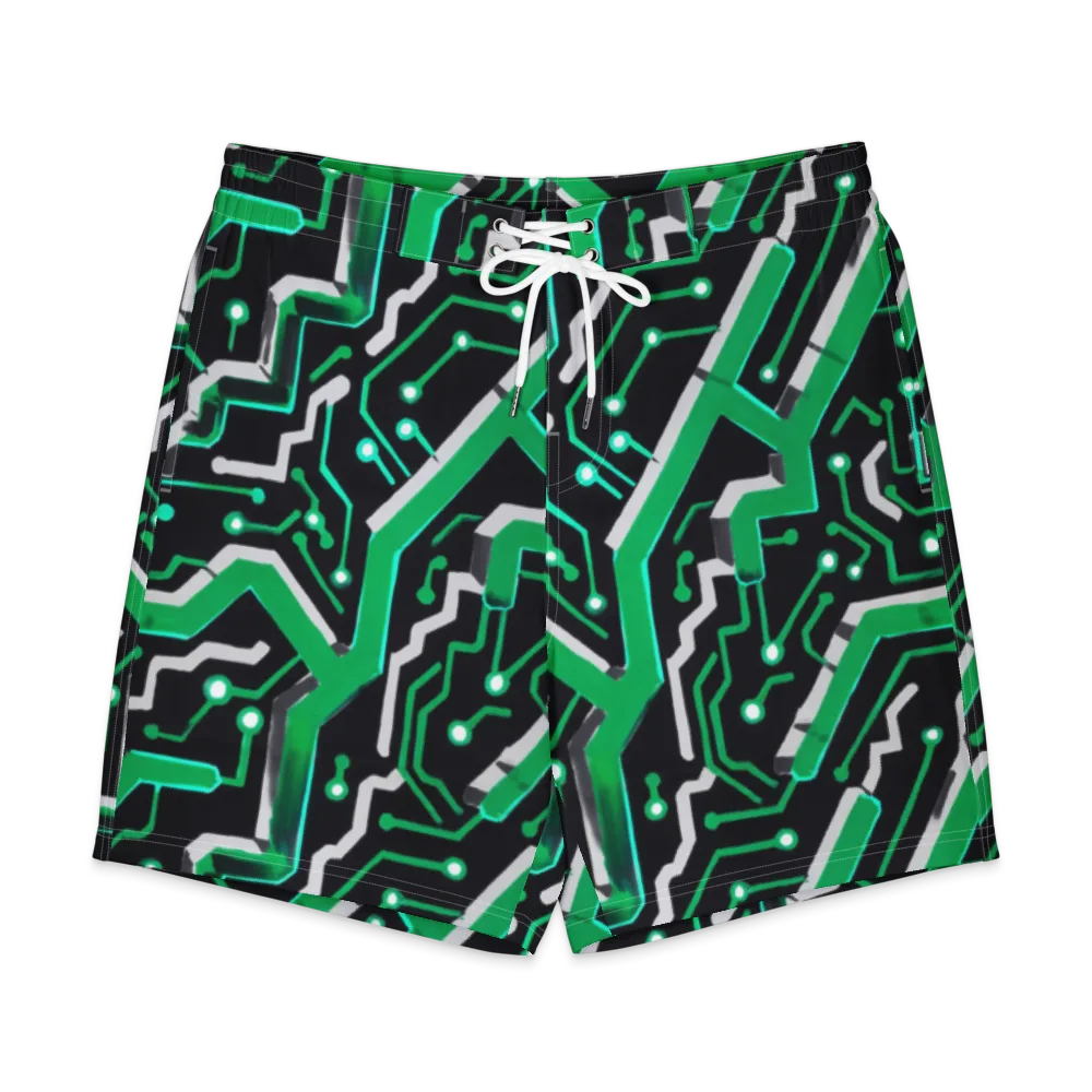Green Current on Men's Board Shorts — Front