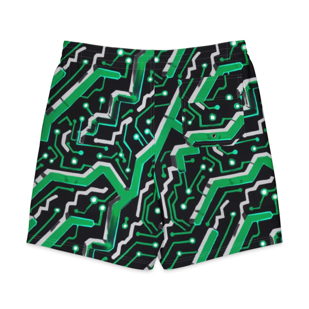 Green Current on Men's Board Shorts — Back