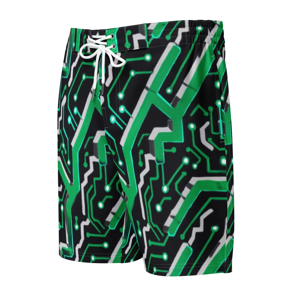 Green Current on Men's Board Shorts — Front