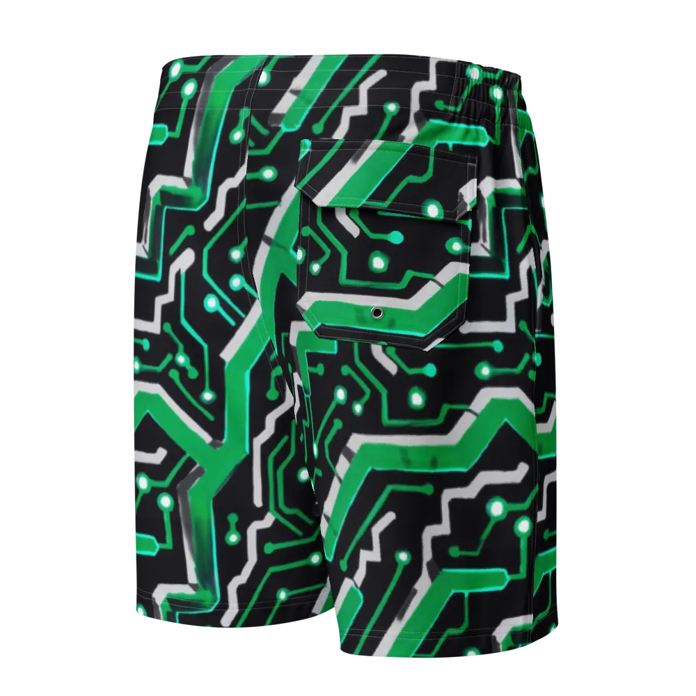 Green Current on Men's Board Shorts — Back