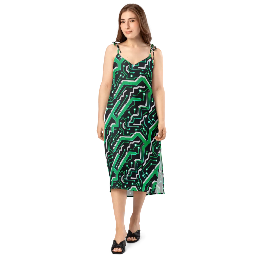 Green Current on Slip Dress — Front