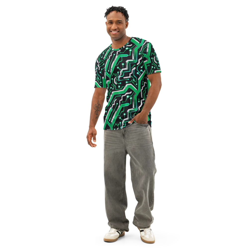 Green Current on Men's Cotton Crew Neck T-Shirt — Front