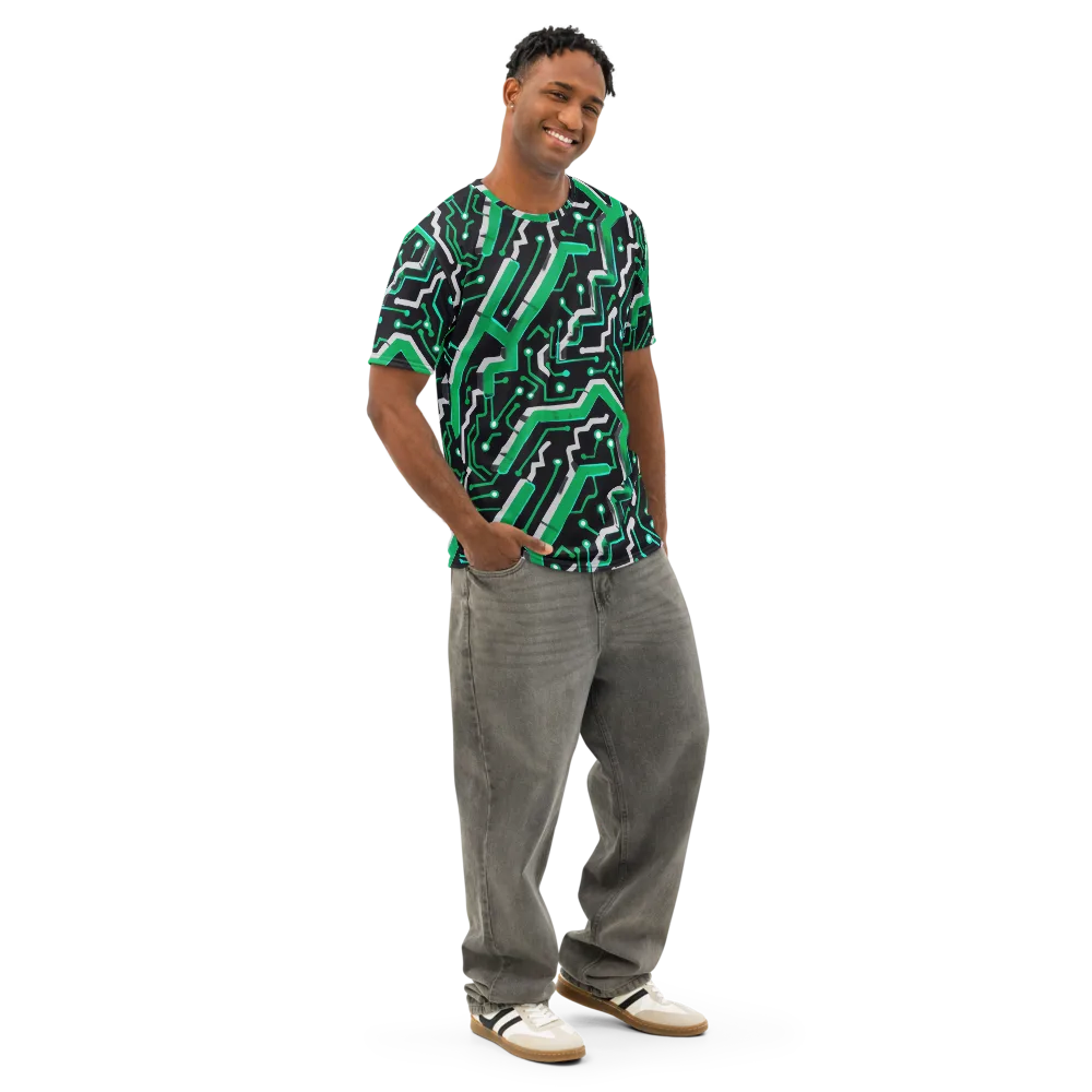 Green Current on Men's Cotton Crew Neck T-Shirt — Right Front