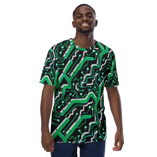 Green Current on a Men's Crew Neck T-Shirt