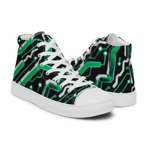Green Current on a Men's High Top Canvas Shoes