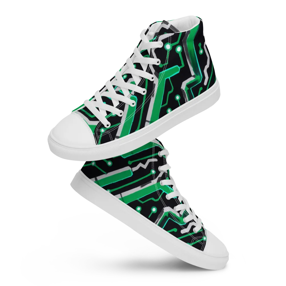 Green Current on Men's High Top Canvas Shoes — Front