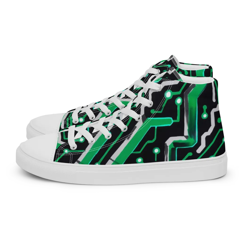 Green Current on Women's High Top Canvas Shoes — Left