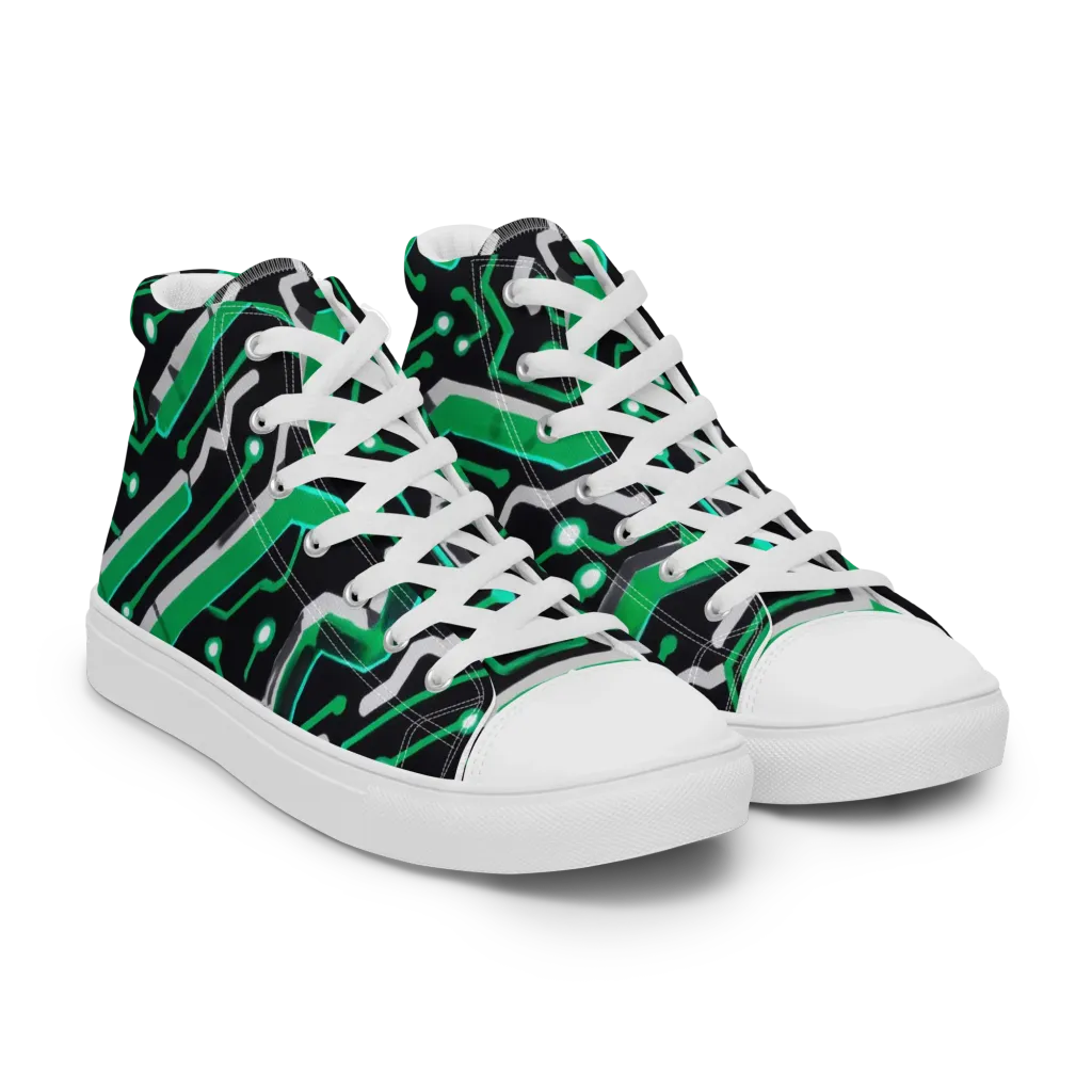 Green Current on Women's High Top Canvas Shoes — Right Front