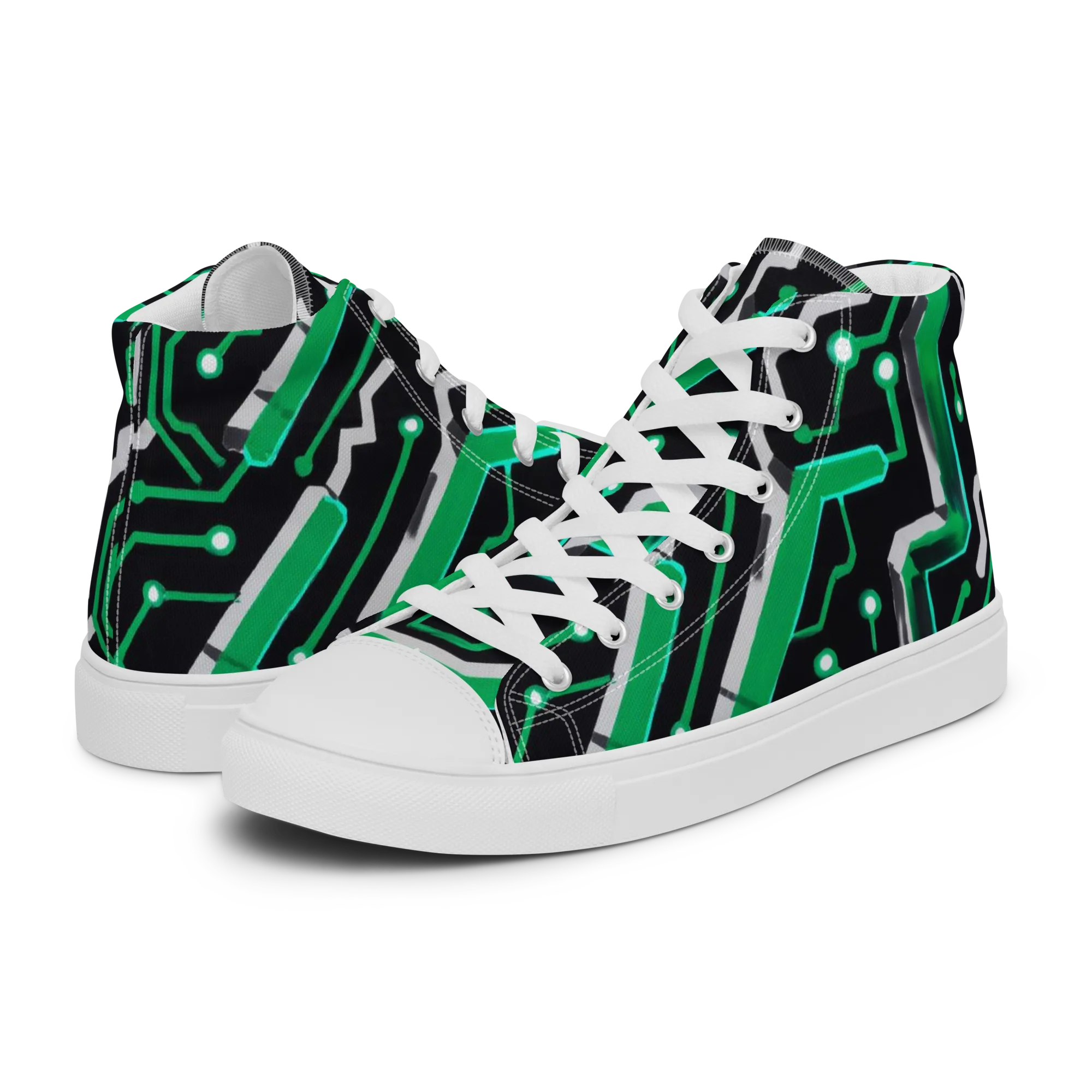 Green Current on Women's High Top Canvas Shoes — Left