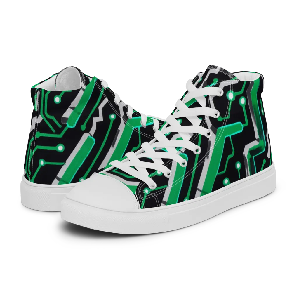 Green Current on Women's High Top Canvas Shoes — Left