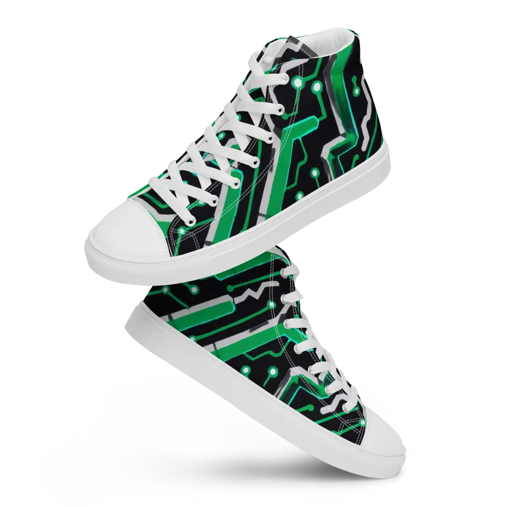 Green Current on Women's High Top Canvas Shoes — Front