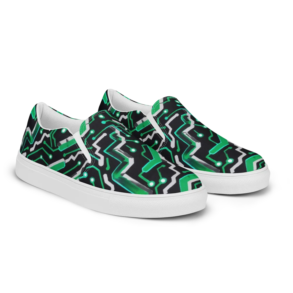 Green Current on Men's Slip-On Canvas Shoes — Right Front