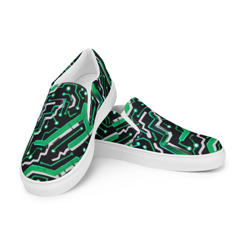 Green Current on Men's Slip-On Canvas Shoes — Left Front