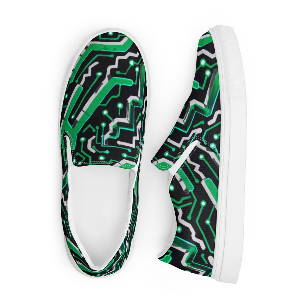 Green Current on Men's Slip-On Canvas Shoes — Front