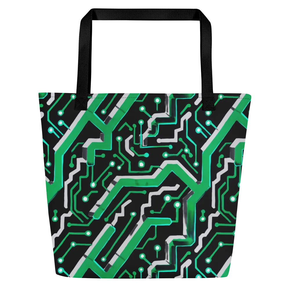 Green Current on Large Tote Bag W/ Pocket — Front