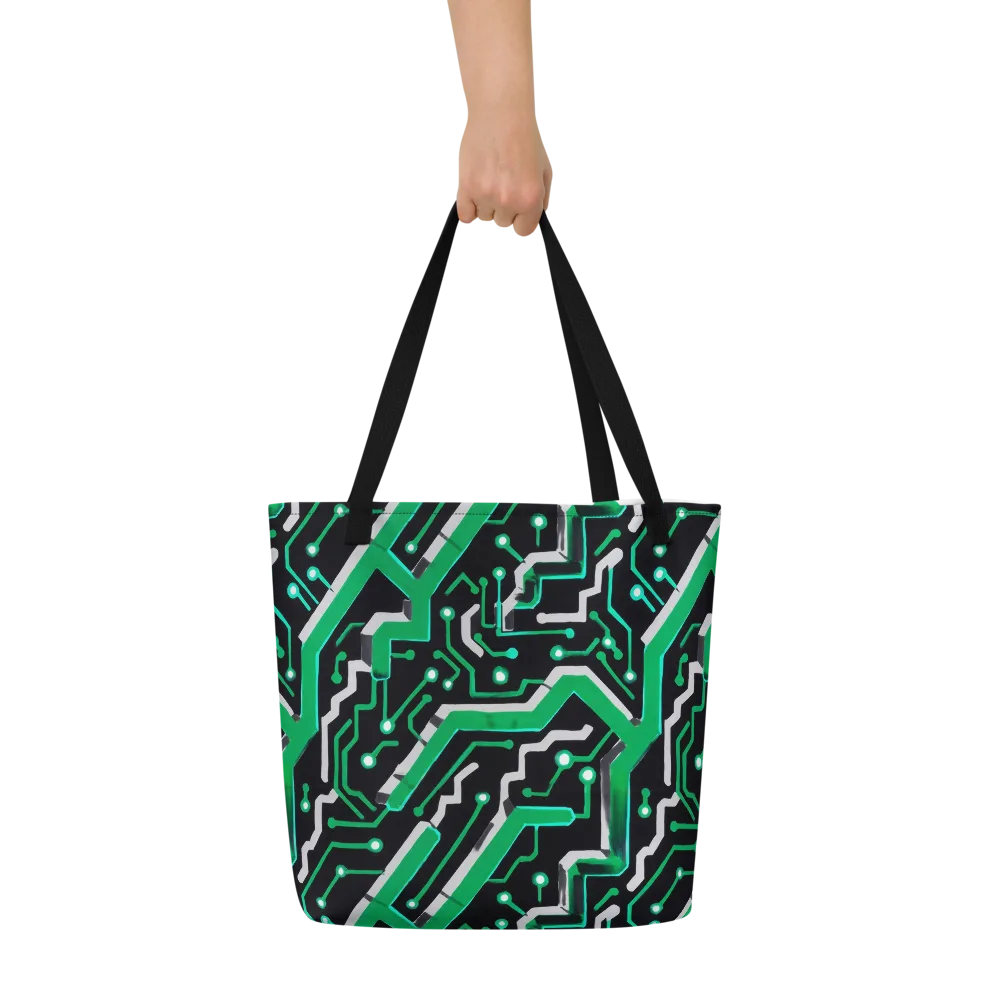 Green Current on Large Tote Bag W/ Pocket — Front