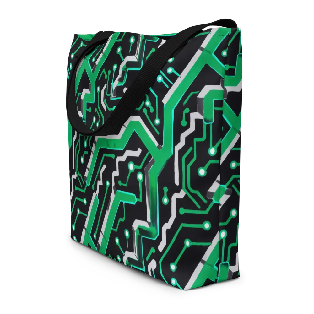 Green Current on Large Tote Bag W/ Pocket — Front