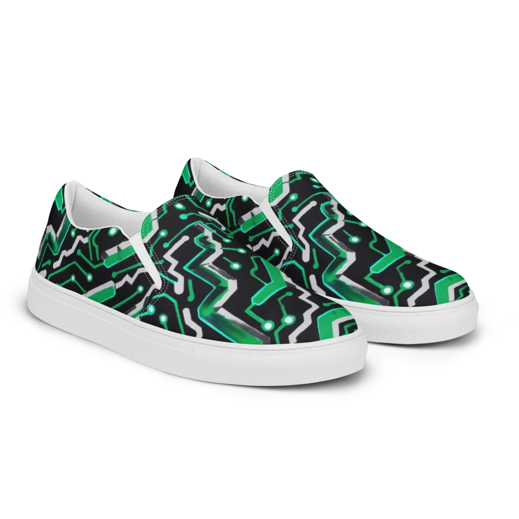 Green Current on Women's Slip-On Canvas Shoes — Right Front