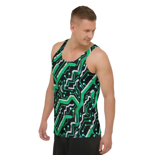 Green Current on a Men's Tank Top
