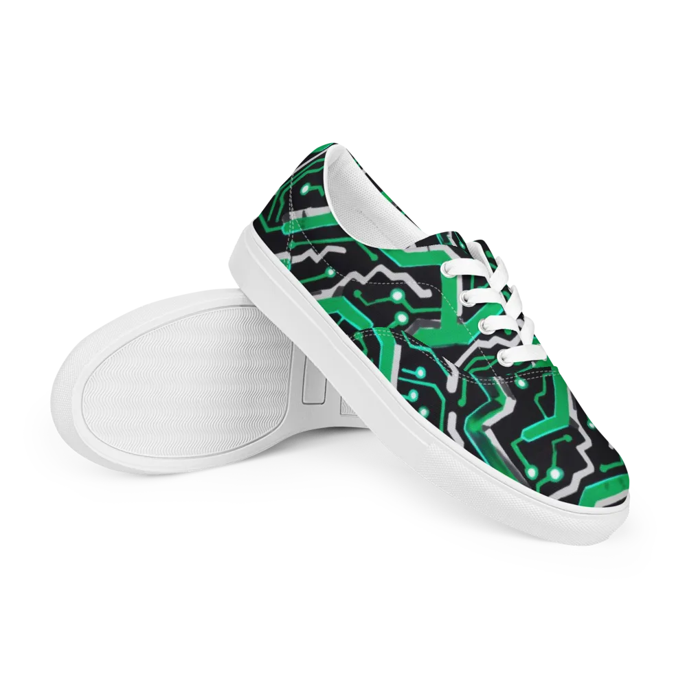Green Current on Men's Lace-Up Canvas Shoes — Right Front