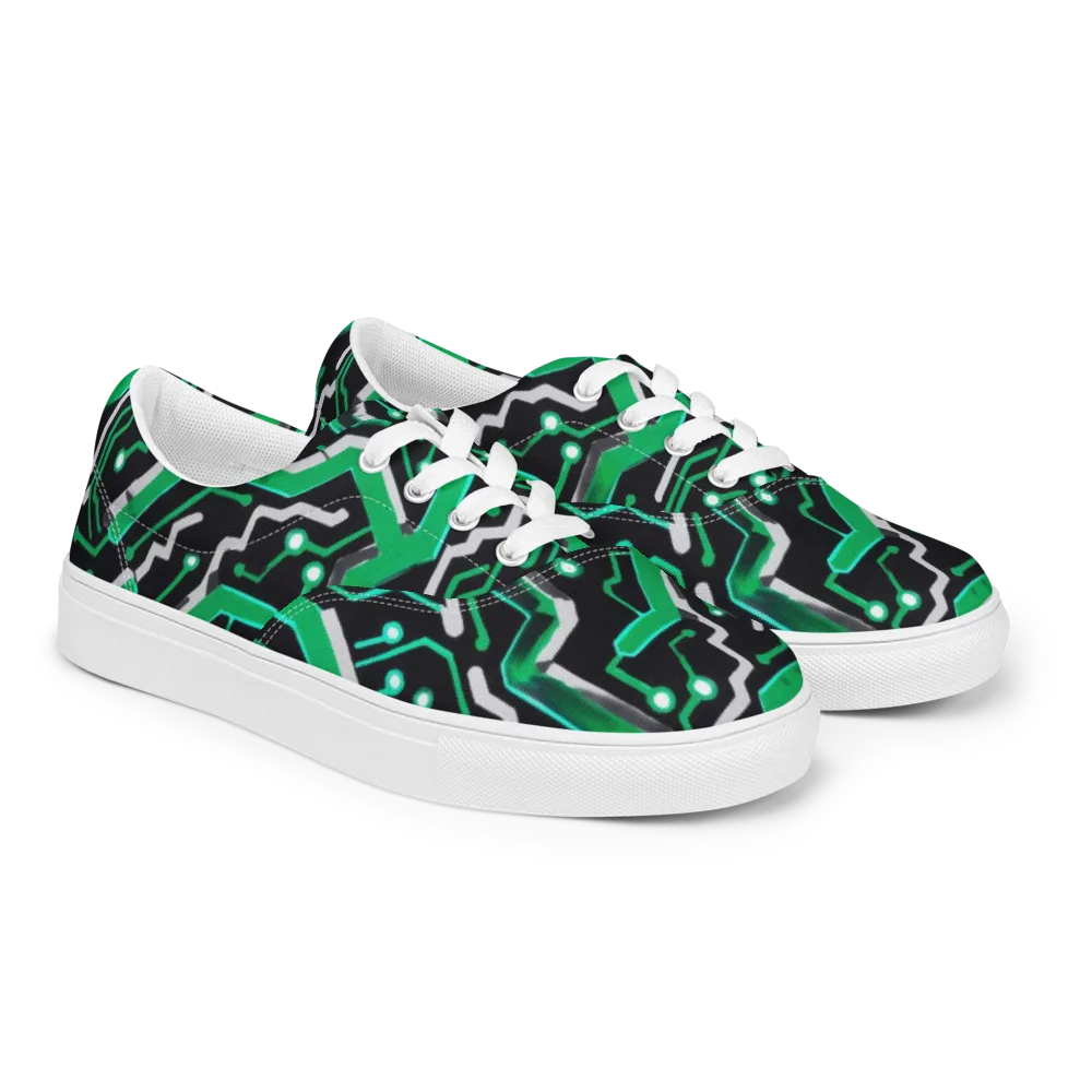 Green Current on Men's Lace-Up Canvas Shoes — Right Front