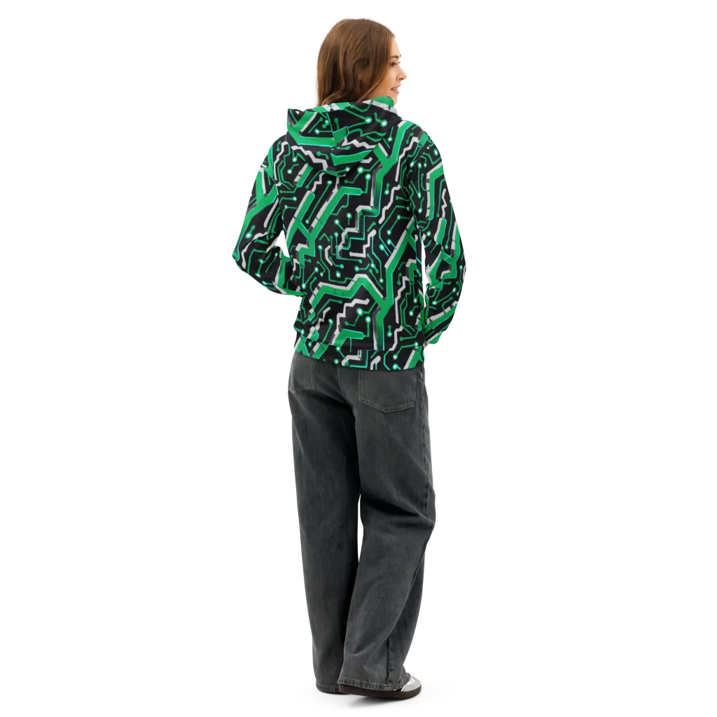 Green Current on Cotton Hoodie — Back