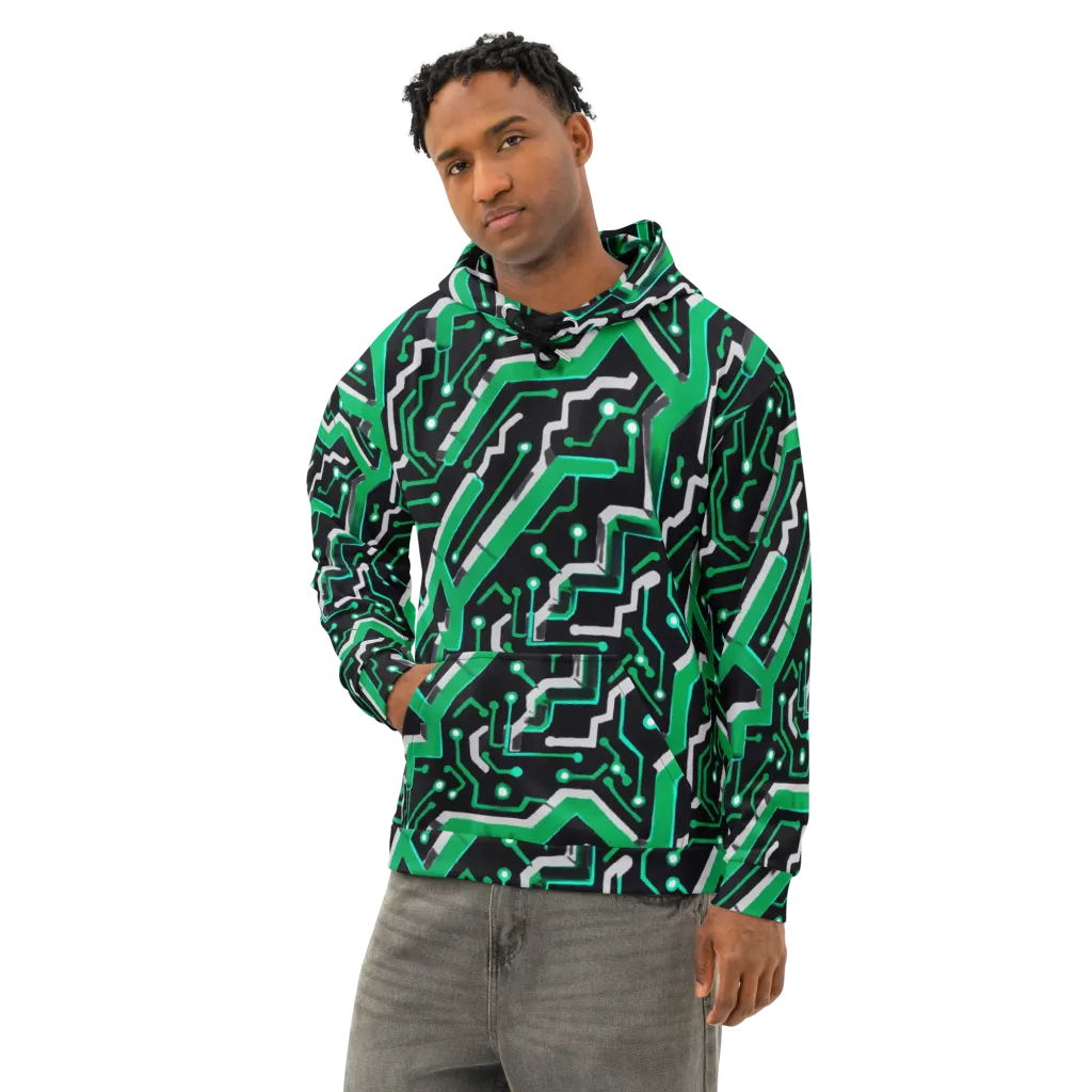 Green Current on Cotton Hoodie — Left Front