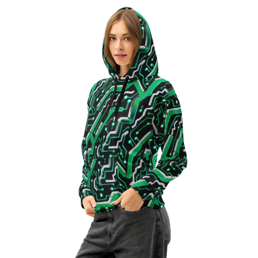 Green Current on a Cotton Hoodie