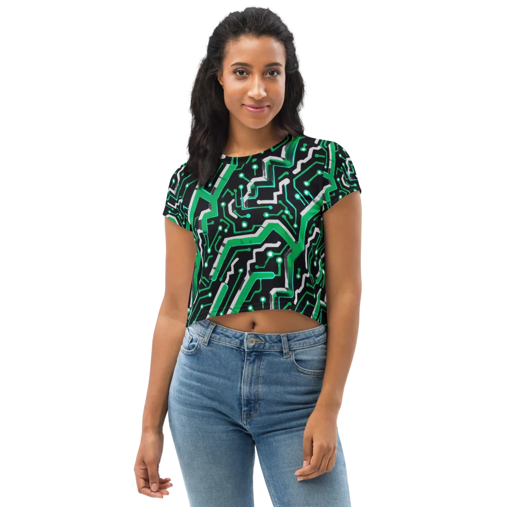 Green Current on Crop Tee — Front