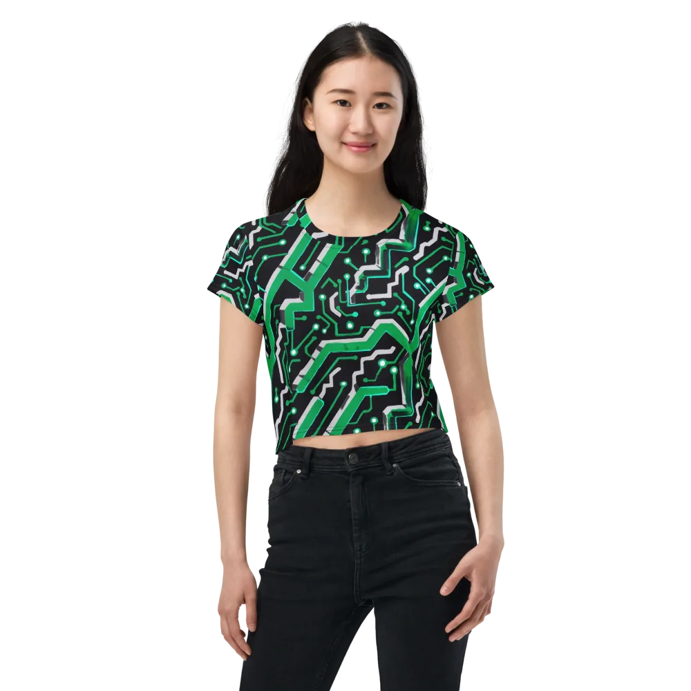 Green Current on Crop Tee — Front