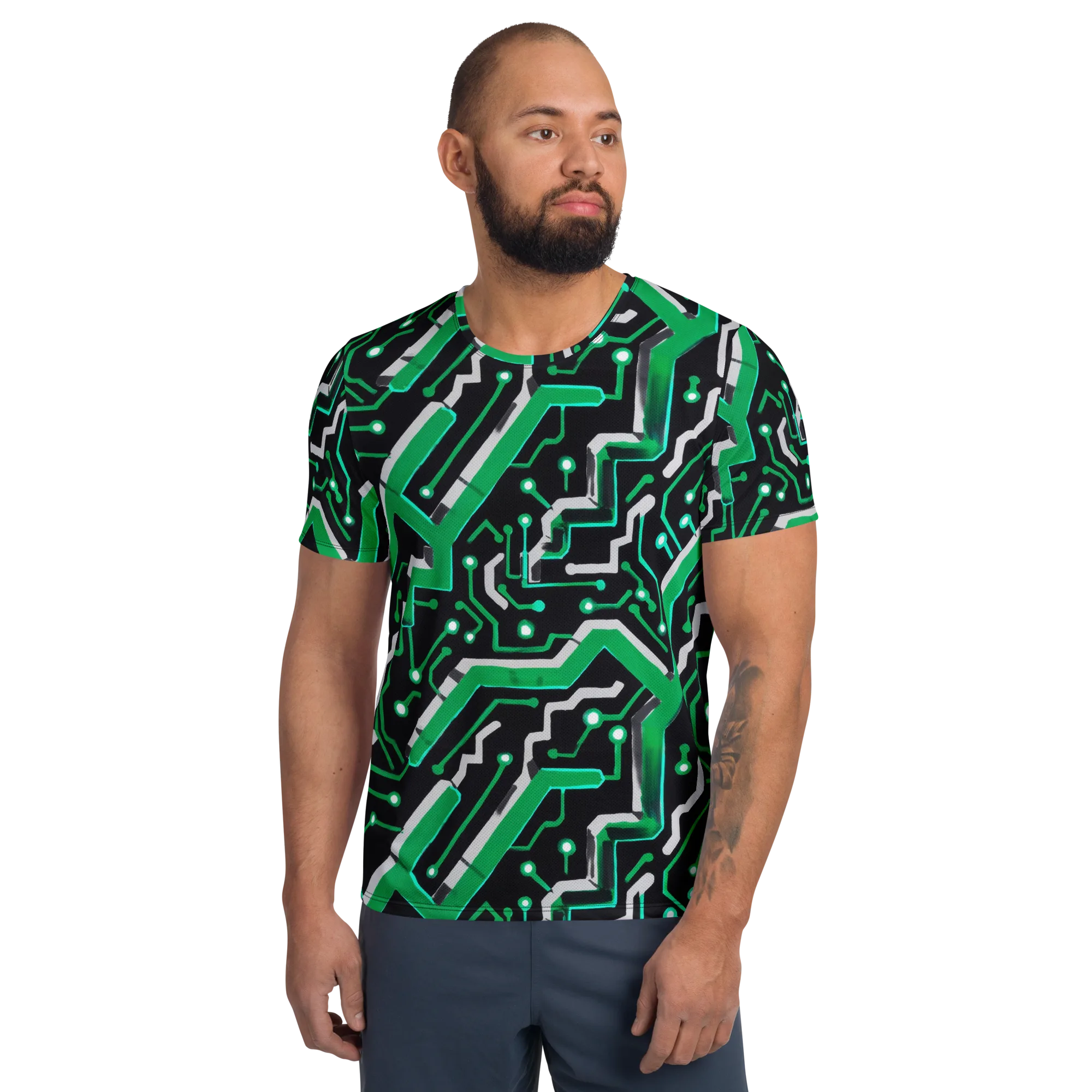 Green Current on Men's Athletic T-Shirt — Front