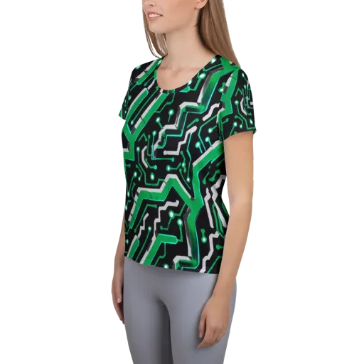 Green Current on a Women's Athletic T-Shirt