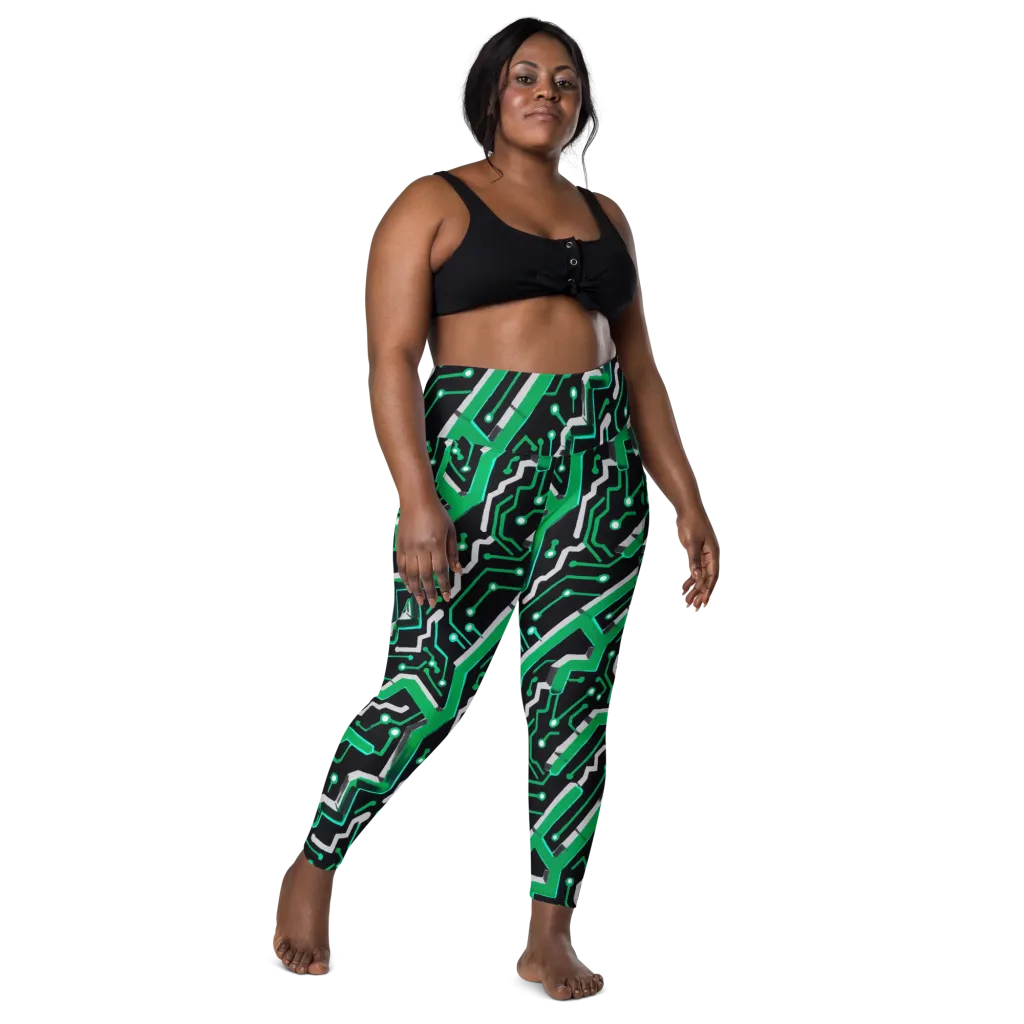 Green Current on Leggings with Pockets — Front