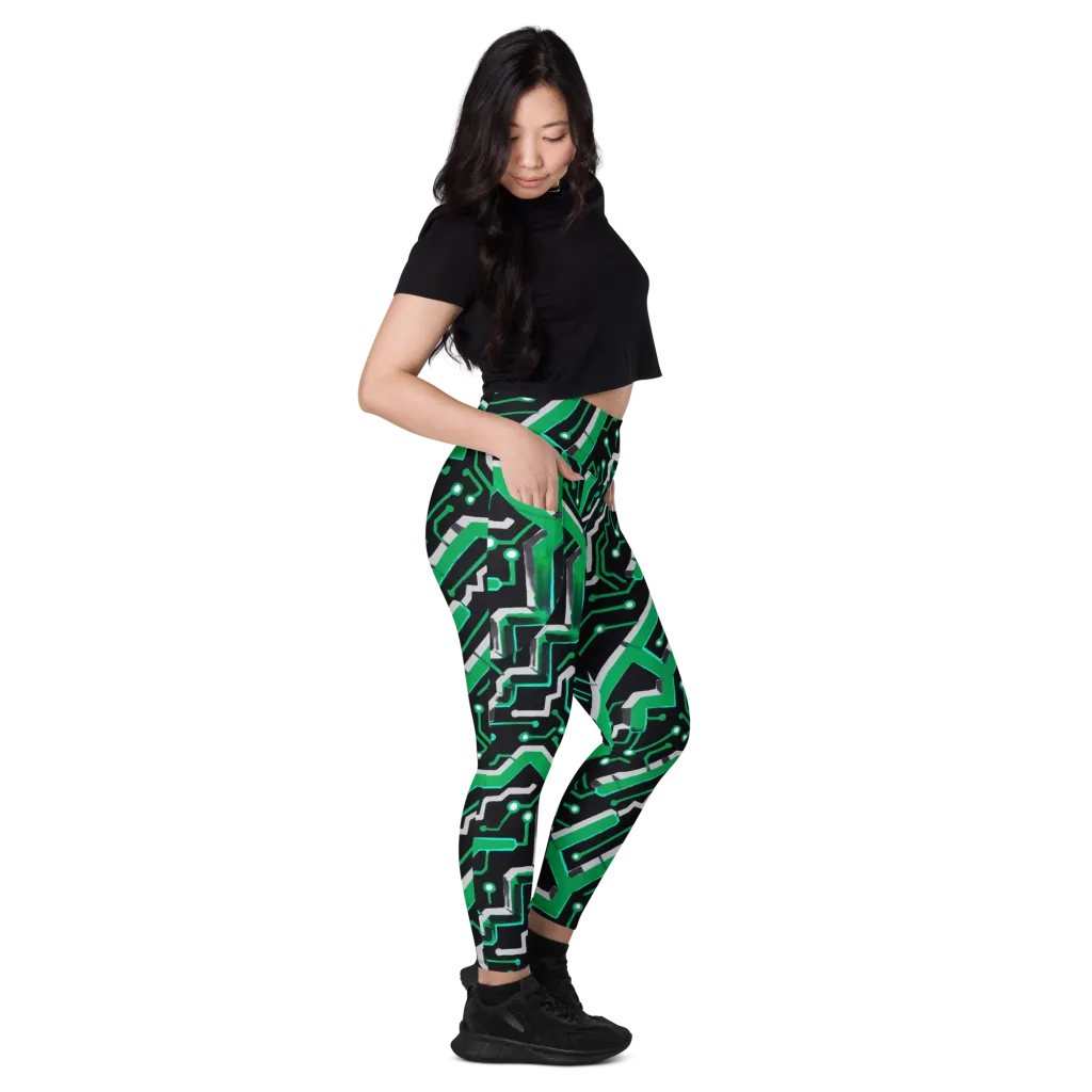 Green Current on Leggings with Pockets — Right