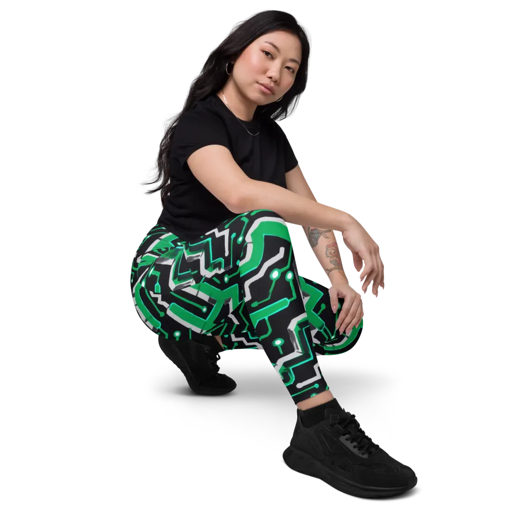 Green Current on Leggings with Pockets — Right Front