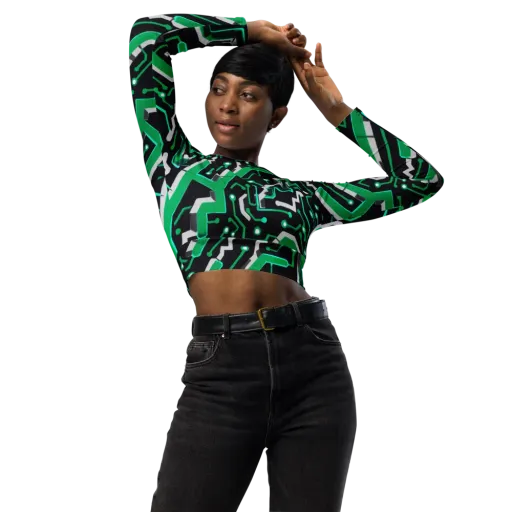 Green Current on a Long Sleeve Crop Top