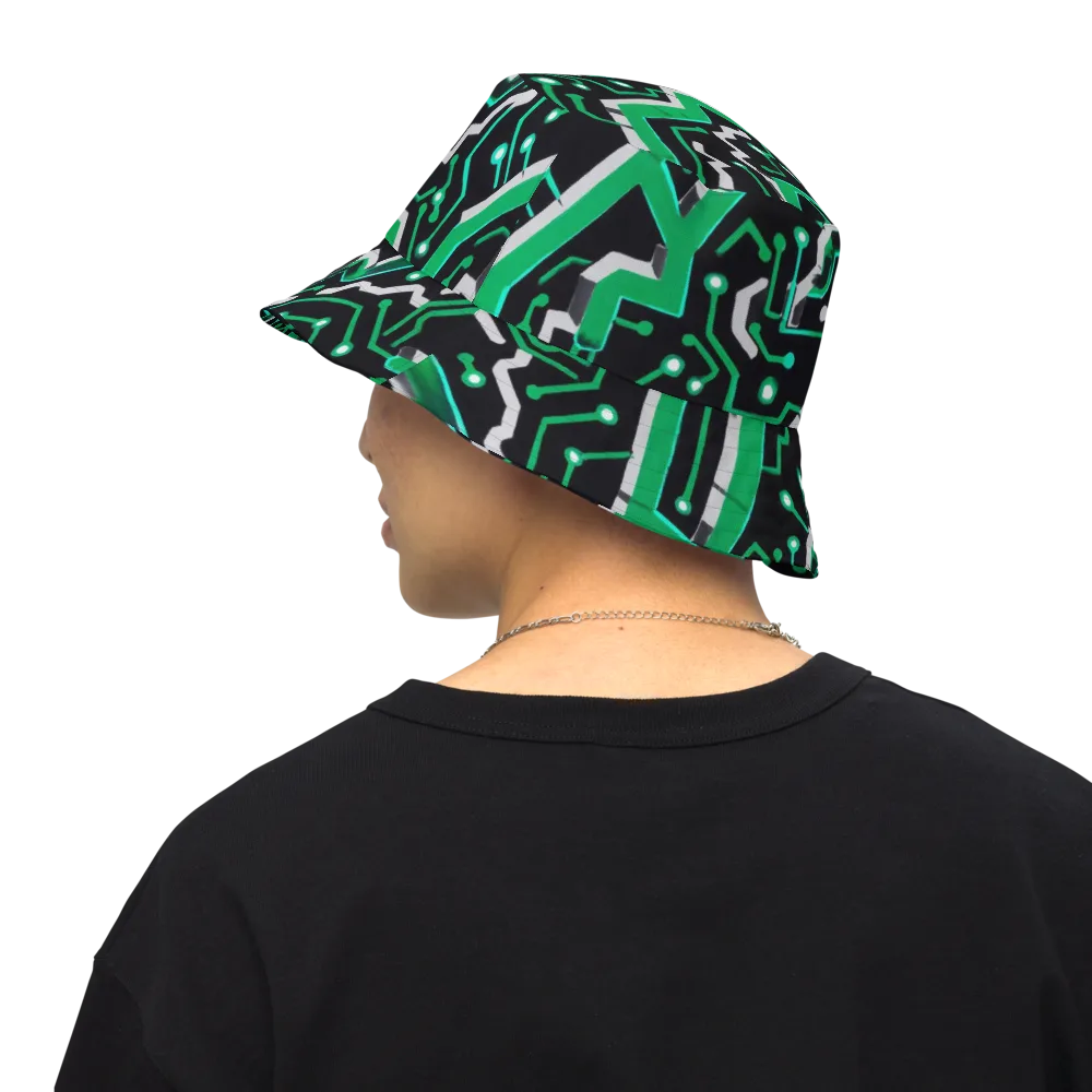 Green Current on Reversible Bucket Hat — Back Inside