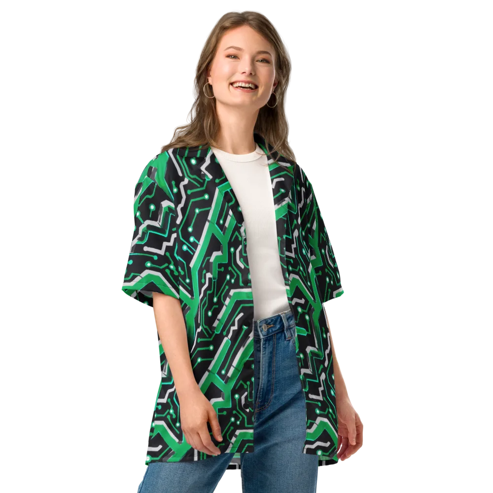 Green Current on Button Shirt — Front