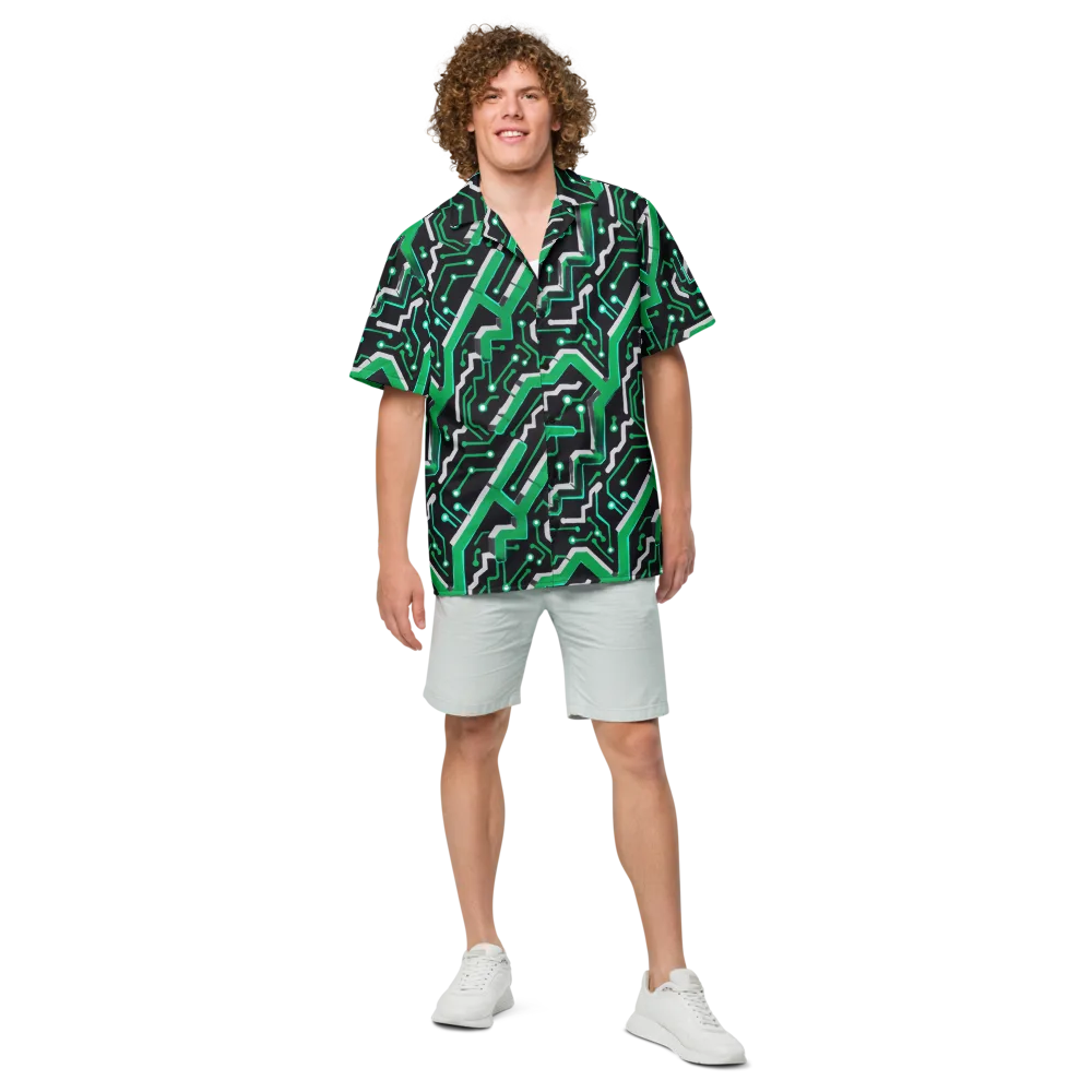 Green Current on Button Shirt — Front