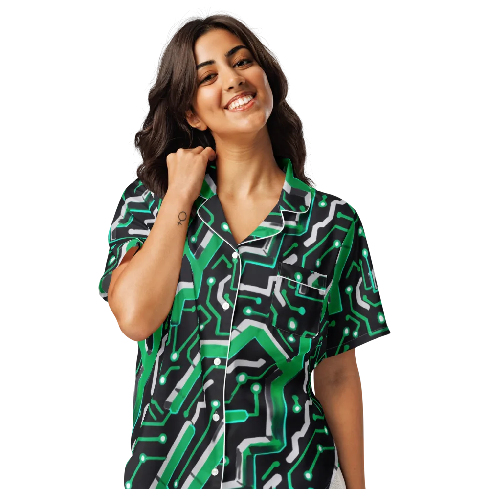 Green Current on Women's Short Sleeve Pajama Top — Front