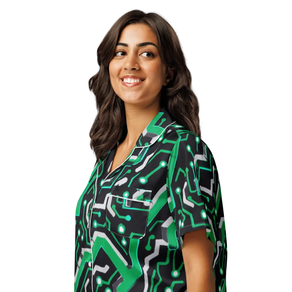 Green Current on Women's Short Sleeve Pajama Top — Left Front
