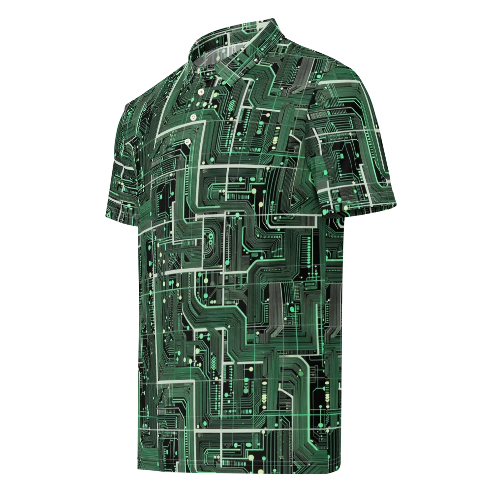Emerald Motherboard on Men's Slim Fit Polo Shirt — Left Front