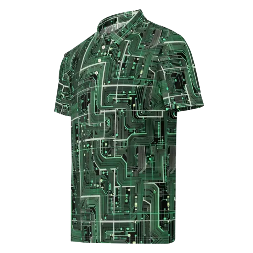 Emerald Motherboard on a Men's Slim Fit Polo Shirt