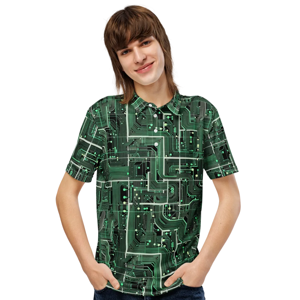 Emerald Motherboard on Men's Slim Fit Polo Shirt — Front