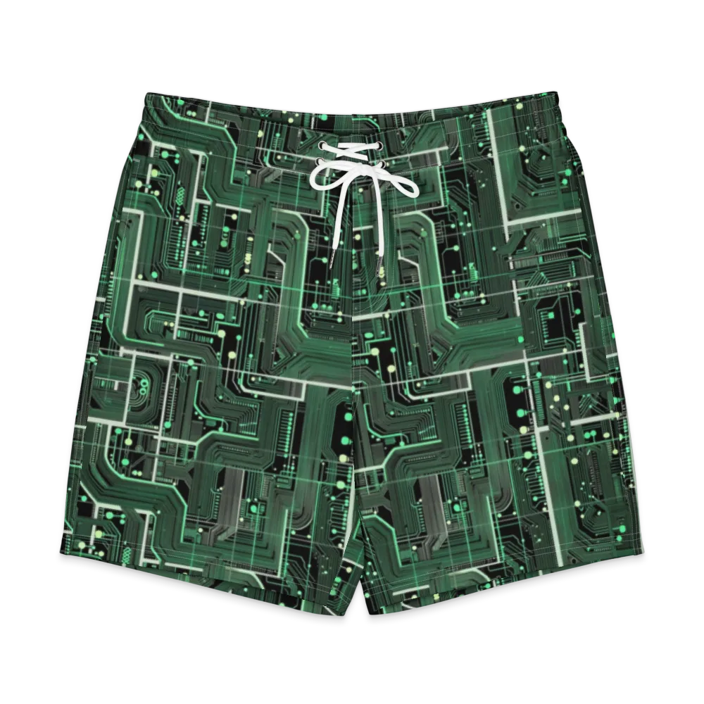 Emerald Motherboard on Men's Board Shorts — Front
