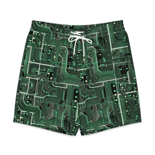 Emerald Motherboard on a Men's Board Shorts