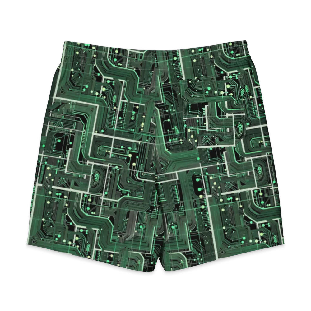 Emerald Motherboard on Men's Board Shorts — Back
