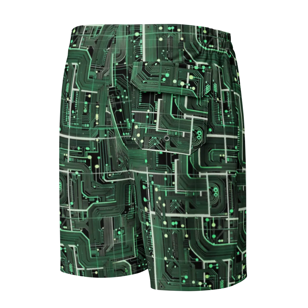 Emerald Motherboard on Men's Board Shorts — Back