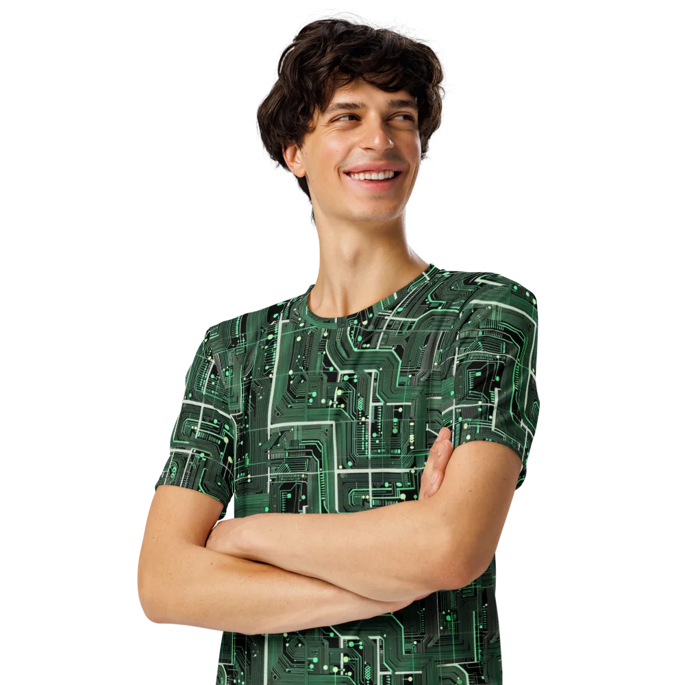 Emerald Motherboard on Men's Crew Neck T-Shirt — Left Front