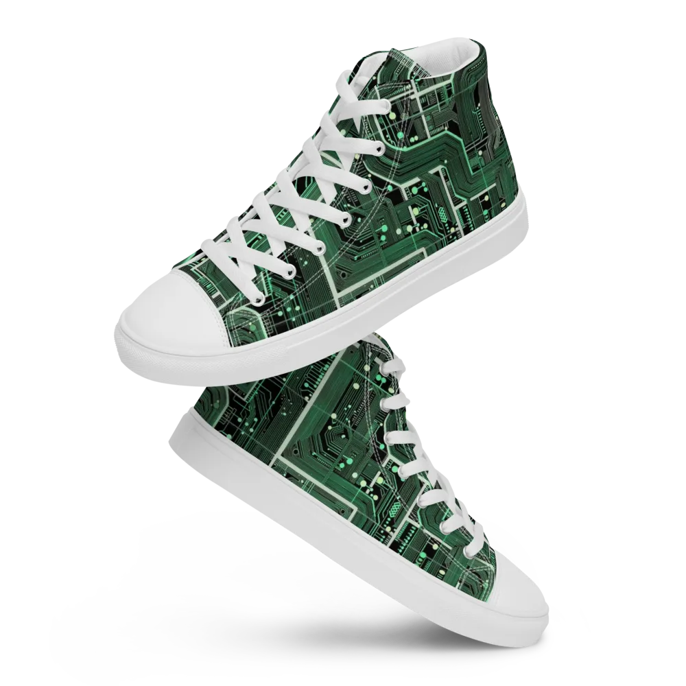 Emerald Motherboard on Men's High Top Canvas Shoes — Front